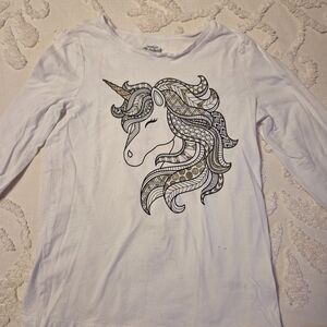 Kids Long Sleeve Unicorn Shirt - White